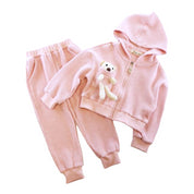 Teddy Hooded Loungewear Set - Pink - doe a dear