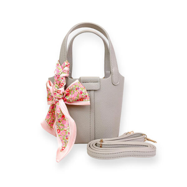 Grey Satchel Bag w/Scarf - doe a dear
