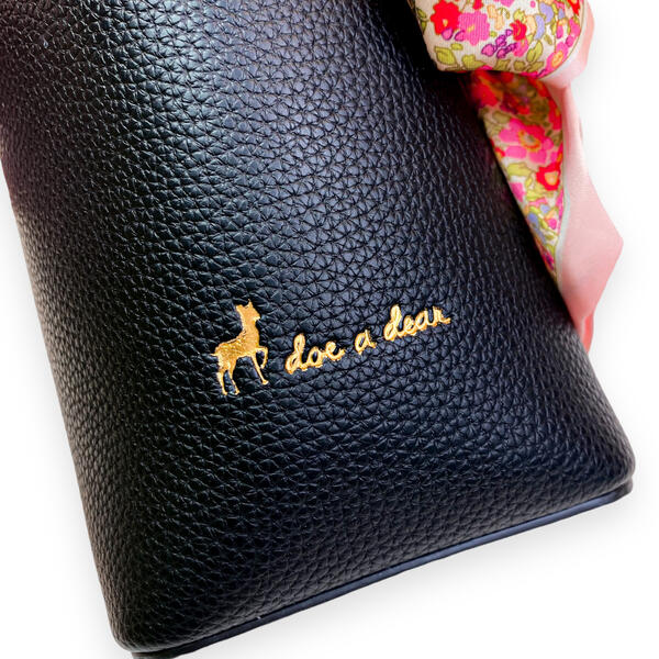 Black Satchel Bag w/ Scarf - doe a dear