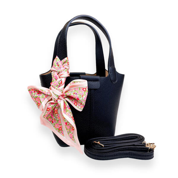 Black Satchel Bag w/ Scarf - doe a dear
