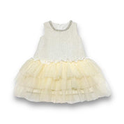 Sleeveless Tweed Tulle Dress - Beige - doe a dear