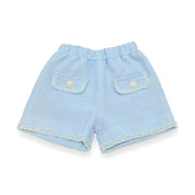 Novelty Button Tweed Shorts-blue - doe a dear