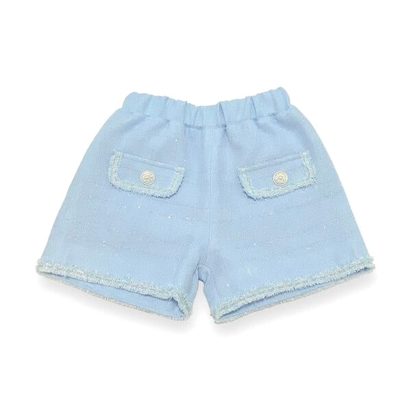 Novelty Button Tweed Shorts-blue - doe a dear