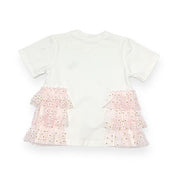 Daisy Mesh Side Trim Tee - pink - doe a dear