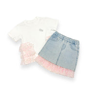 Daisy Mesh Side Trim Tee - pink - doe a dear