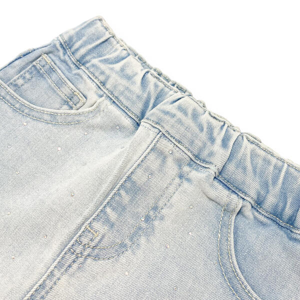 Pink Daisy Mesh Trim Denim Skirt - doe a dear