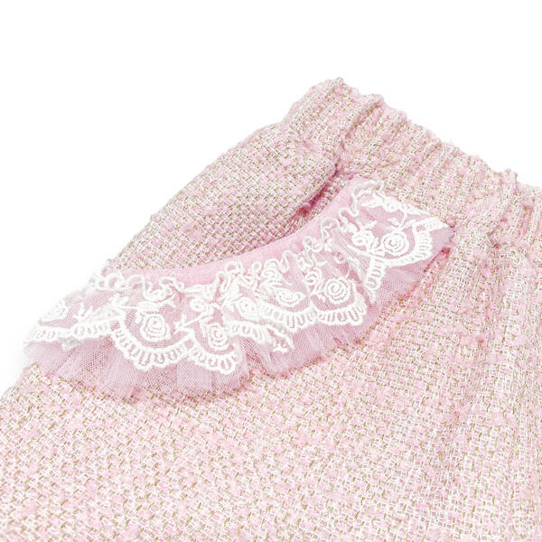 Organza Trim Tweed Shorts - Pink - doe a dear