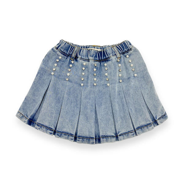 Embellished Denim Pleat Skort - doe a dear