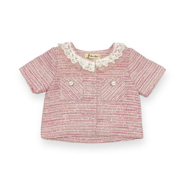 Short Slv Tweed Jacket - pink - doe a dear