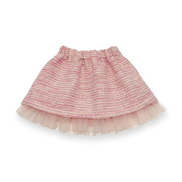 Organza Trim Tweed Skirt -pink - doe a dear