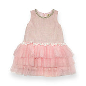 Sleeveless Tweed Tulle Dress - Pink - doe a dear