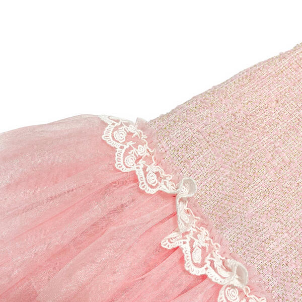 Sleeveless Tweed Tulle Dress - Pink - doe a dear