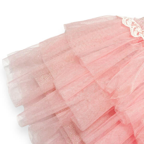 Sleeveless Tweed Tulle Dress - Pink - doe a dear