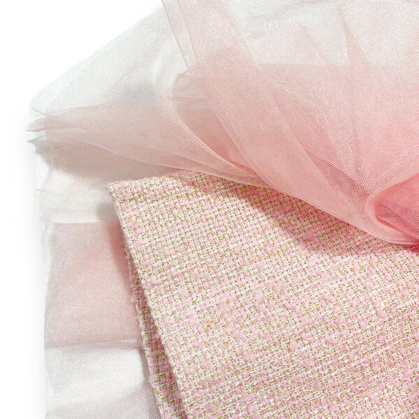 Sleeveless Tweed Tulle Dress - Pink - doe a dear