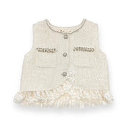 Embellished Tweed Vest - Beige - doe a dear