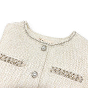 Embellished Tweed Vest - Beige - doe a dear