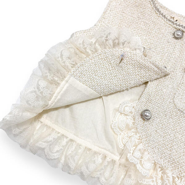 Embellished Tweed Vest - Beige - doe a dear