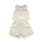 Embellished Tweed Vest - Beige - doe a dear
