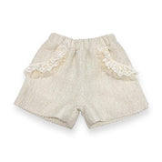 Organza Trim Tweed Shorts - Beige - doe a dear