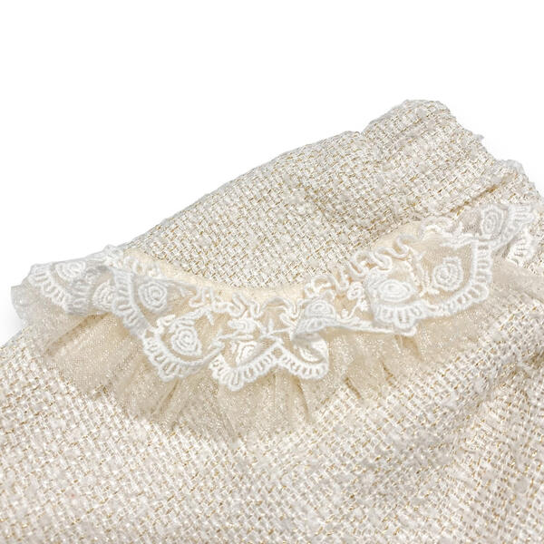 Organza Trim Tweed Shorts - Beige - doe a dear