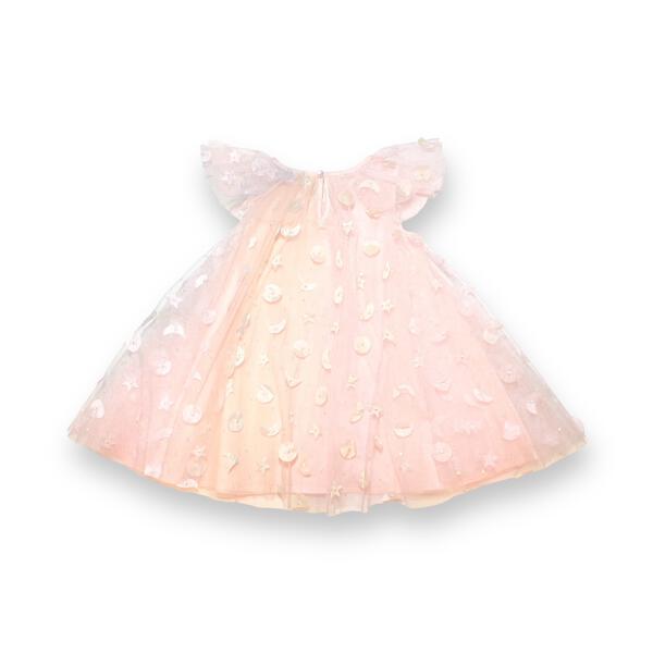 Moon & Star Embellished Mesh Dress - Pink - doe a dear