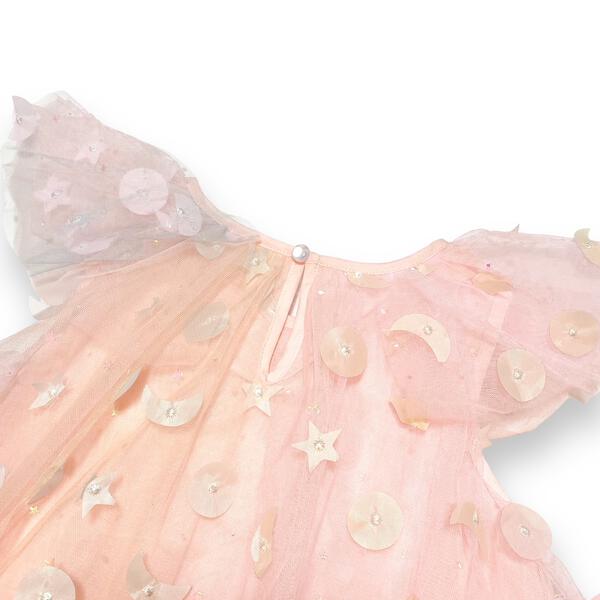 Moon & Star Embellished Mesh Dress - Pink - doe a dear