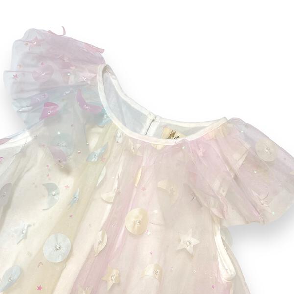 Moon & Star Embellished Mesh Dress - White - doe a dear