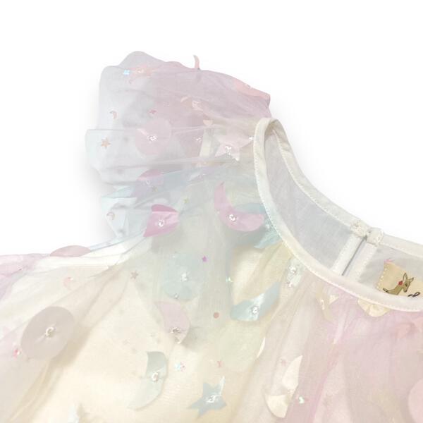 Moon & Star Embellished Mesh Dress - White - doe a dear