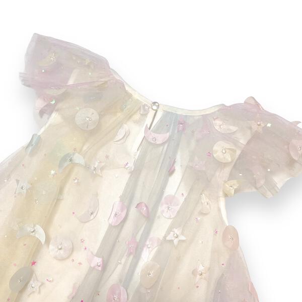Moon & Star Embellished Mesh Dress - White - doe a dear