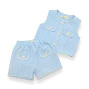 Novelty Button Tweed Shorts-blue - doe a dear