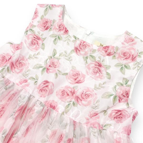 Mesh Layer Rose Dress - pink - doe a dear