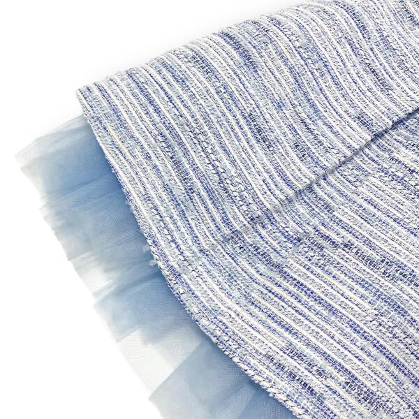 Organza Trim Tweed Skirt -blue - doe a dear