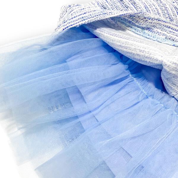 Organza Trim Tweed Skirt -blue - doe a dear
