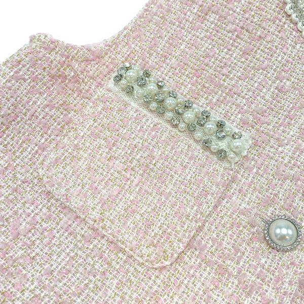 Embellished Tweed Vest - Pink - doe a dear
