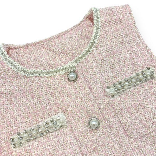 Embellished Tweed Vest - Pink - doe a dear