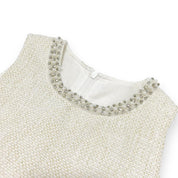 Sleeveless Tweed Tulle Dress - Beige - doe a dear