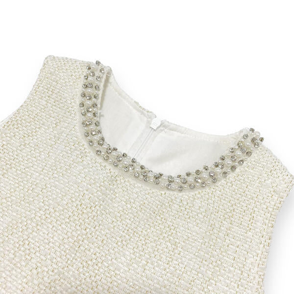 Sleeveless Tweed Tulle Dress - Beige - doe a dear