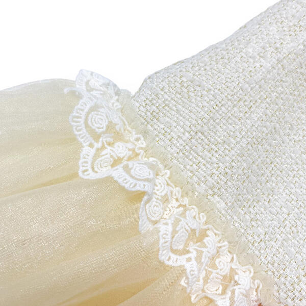 Sleeveless Tweed Tulle Dress - Beige - doe a dear