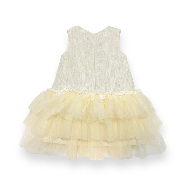 Sleeveless Tweed Tulle Dress - Beige - doe a dear