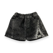 Side Slit Embellished Denim Skort - doe a dear
