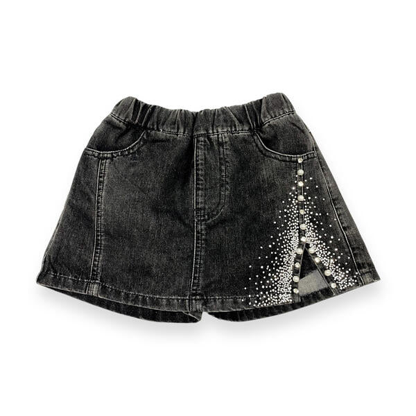 Side Slit Embellished Denim Skort - doe a dear
