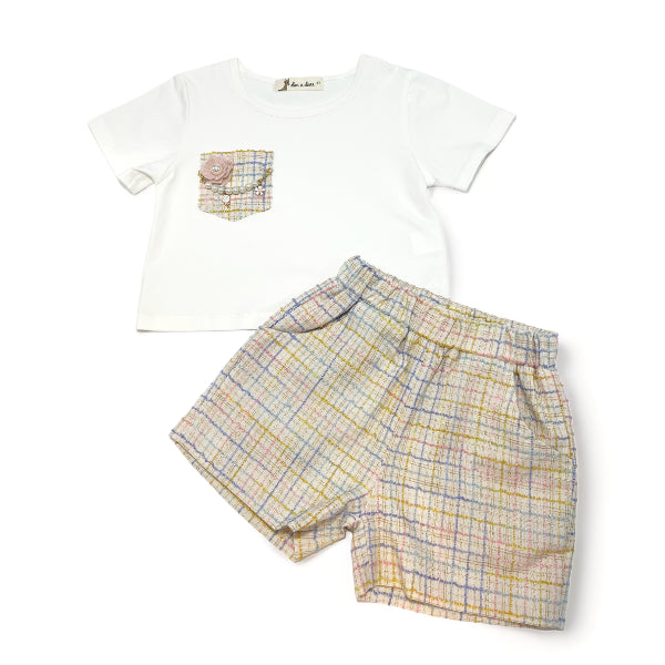 Plaid Tweed Shorts - Beige - doe a dear