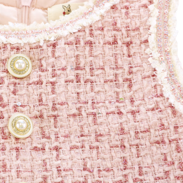 Pink Sequin Trim Tweed Dress - doe a dear