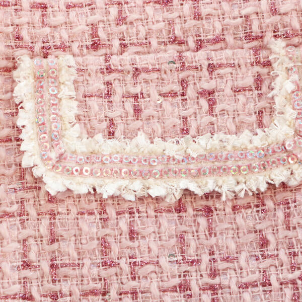 Pink Sequin Trim Tweed Dress - doe a dear