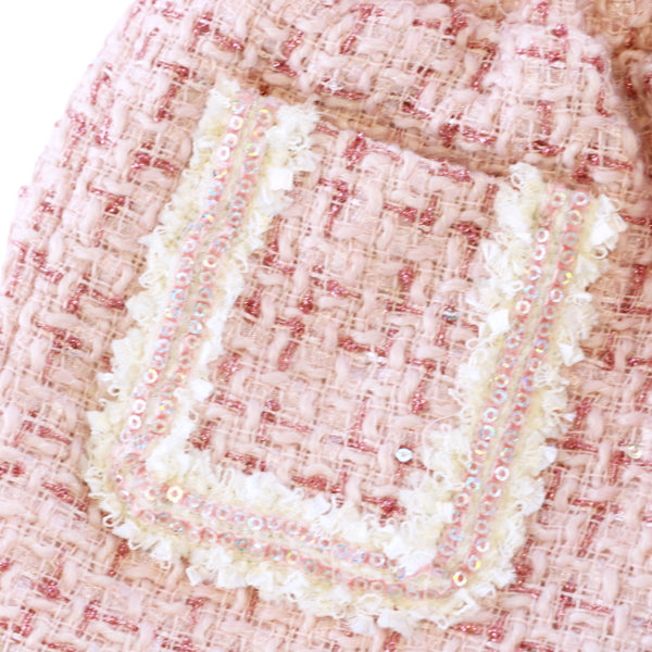 Sequin Trim Tweed Shorts - Pink - doe a dear
