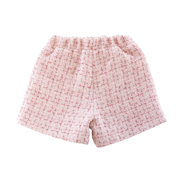 Sequin Trim Tweed Shorts - Pink - doe a dear