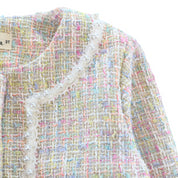 Pearl Trim Tweed Jacket - Multi Colored - doe a dear