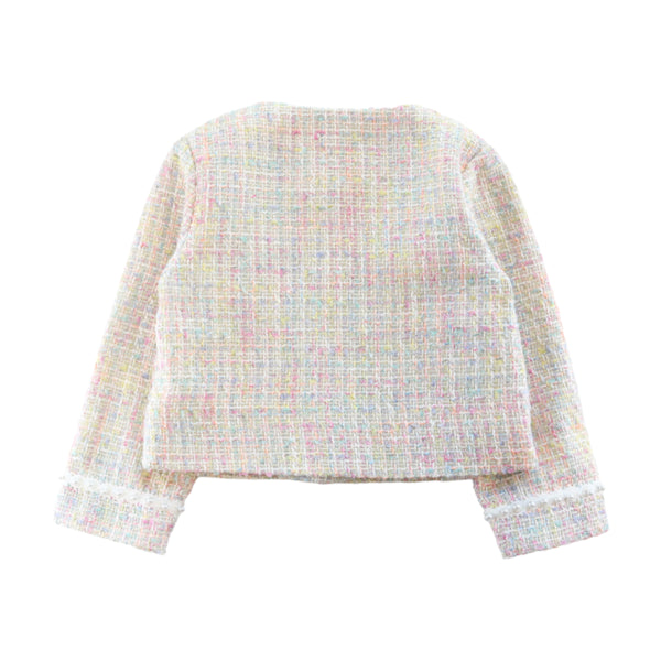 Pearl Trim Tweed Jacket - Multi Colored - doe a dear