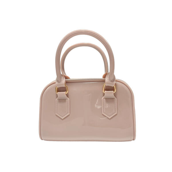 Floral Shiny Jelly Barrel Purse - Ivory/Apricot - doe a dear
