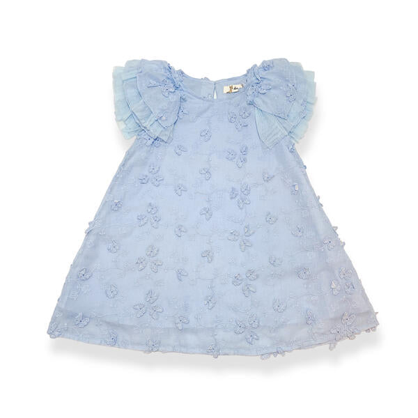 Puff Slvs Butterfly Cotton Dress - blue - doe a dear